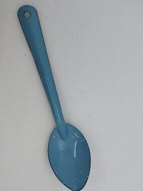 Vintage Enamel Blue & White Speckled Serving Spoon